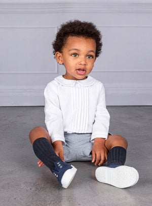 Trotters Heritage Set The Rupert Set in White/Blue Flannel