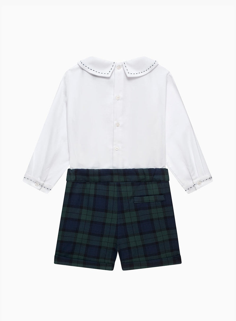 Trotters Heritage Set The Rupert Set in White/Navy Tartan