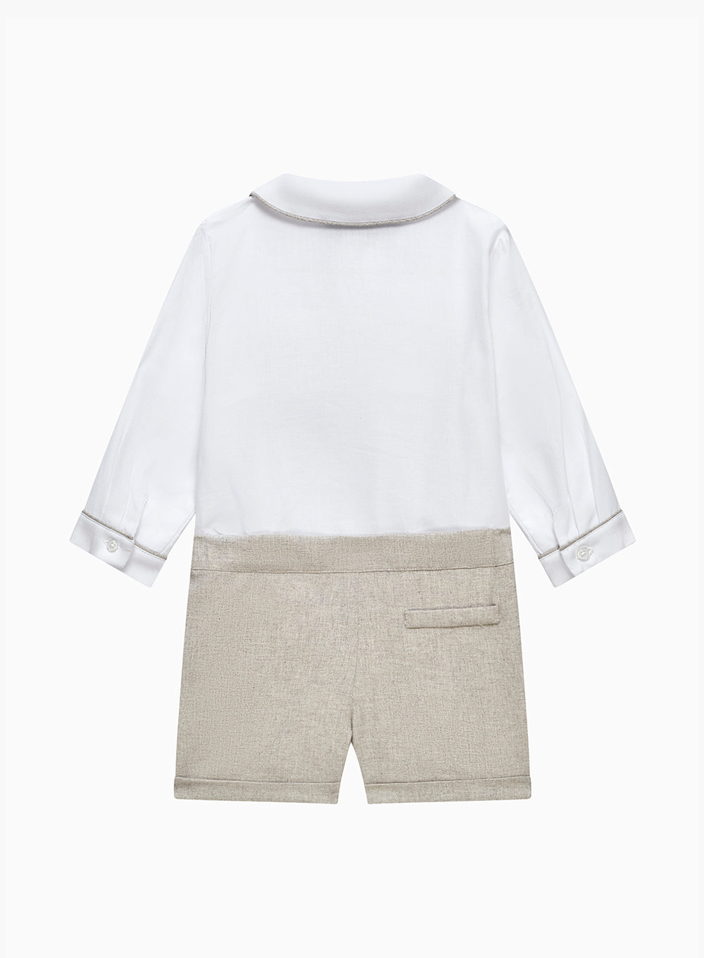 Trotters Heritage Set The Rupert Smocked Set in White/Oatmeal Flannel