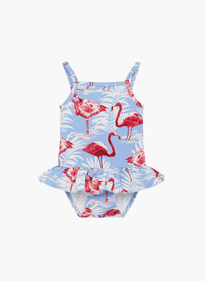 Trotters Swim Swimsuit Little Peplum Swimsuit in Flamingo