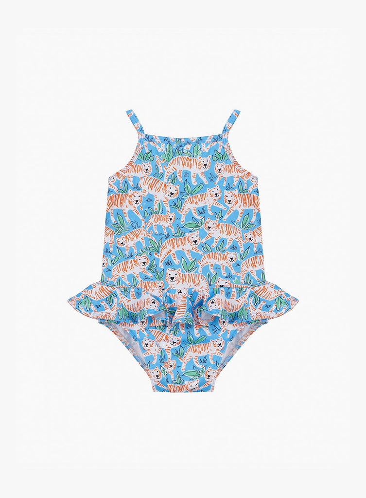 Trotters Swim Swimsuit Little Peplum Swimsuit in Tiger