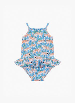 Trotters Swim Swimsuit Little Peplum Swimsuit in Tiger