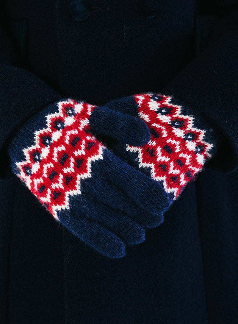 Chelsea Clothing Company Gloves Fair Isle Gloves in Navy