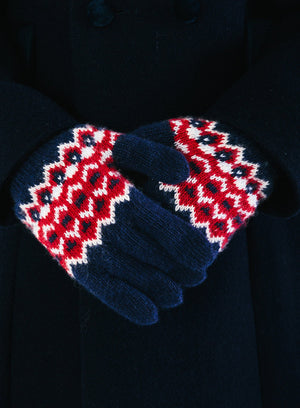 Chelsea Clothing Company Gloves Fair Isle Gloves in Navy