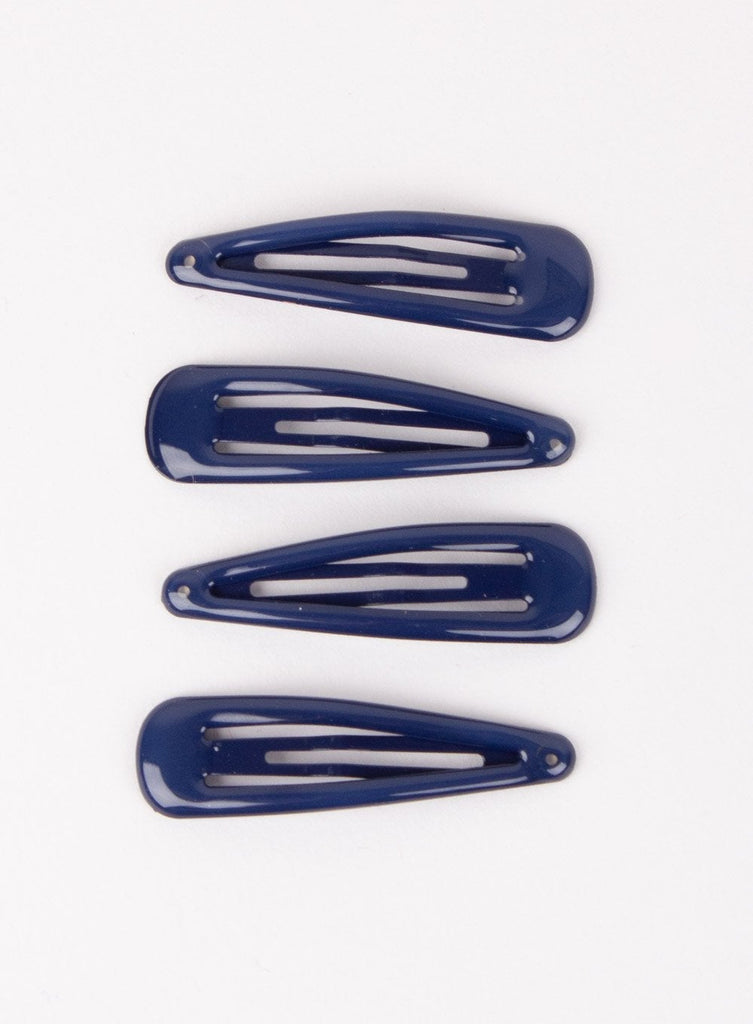 Navy Shiny Hair Clips | Trotters Childrenswear