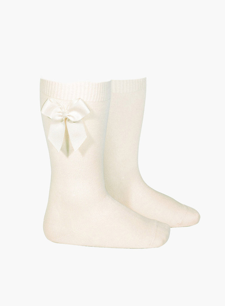 Chelsea Clothing Company Socks Bow Knee High Socks in Cream