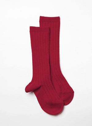 Chelsea Clothing Company Socks Little Ribbed Knee High Socks in Burgundy - Trotters Childrenswear
