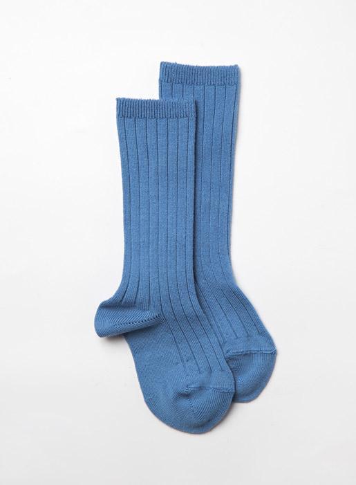 Baby French Blue Ribbed Knee High Socks | Trotters London
