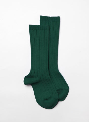 Chelsea Clothing Company Socks Little Ribbed Knee High Socks in Green - Trotters Childrenswear
