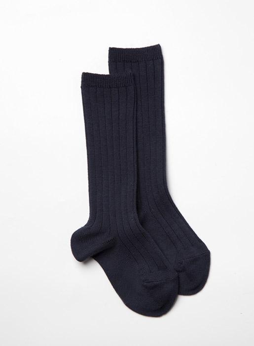 Chelsea Clothing Company Socks Little Ribbed Knee High Socks in Navy - Trotters Childrenswear