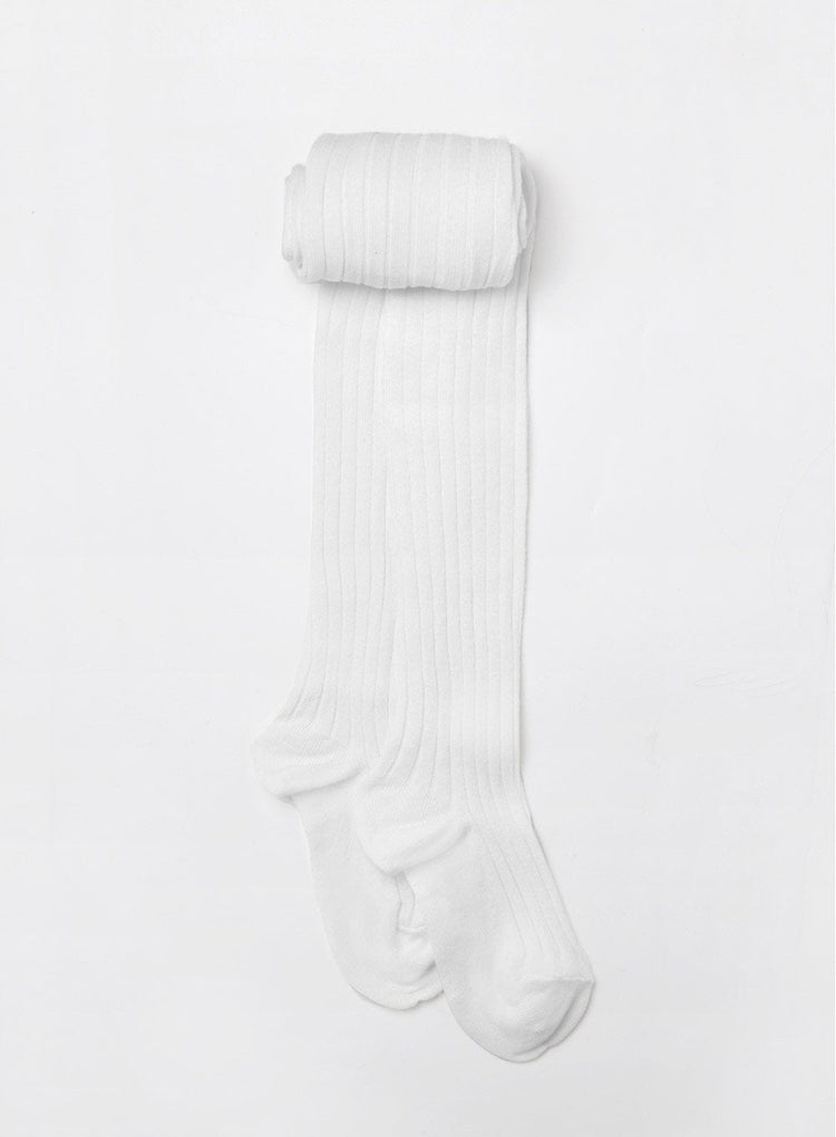 Chelsea Clothing Company Tights Ribbed Tights in White - Trotters Childrenswear