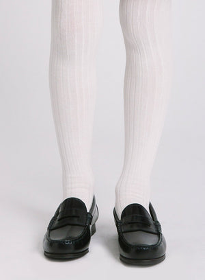 Chelsea Clothing Company Tights Ribbed Tights in White - Trotters Childrenswear