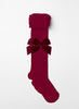 Chelsea Clothing Company Tights Velvet Bow Tights in Burgundy - Trotters Childrenswear