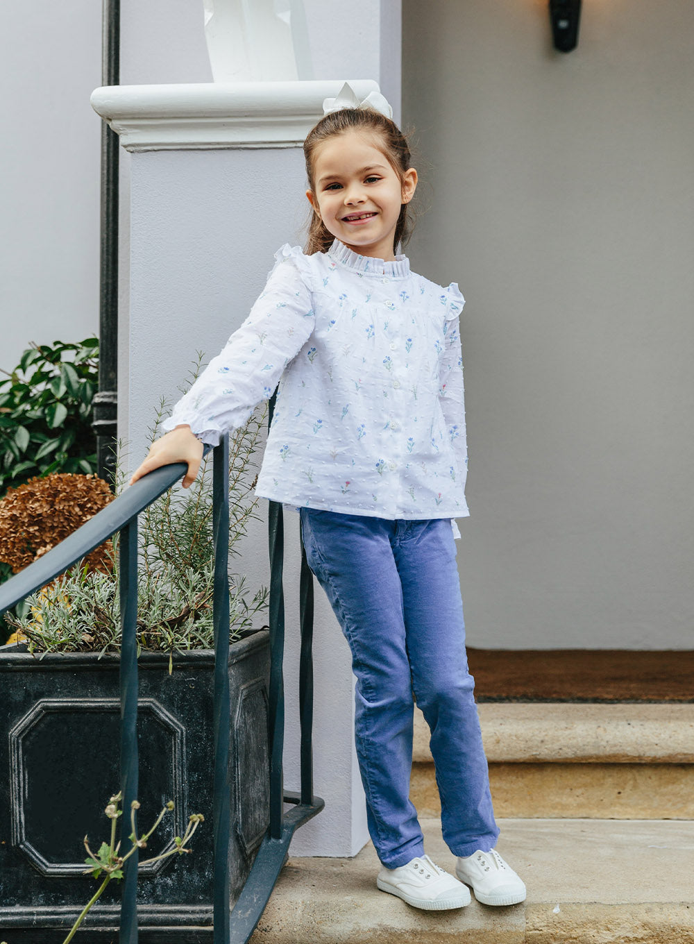 little girl white ruffle blouse