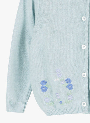 Confiture Cardigan Little Emily Embroidered Cardigan in Sea Green