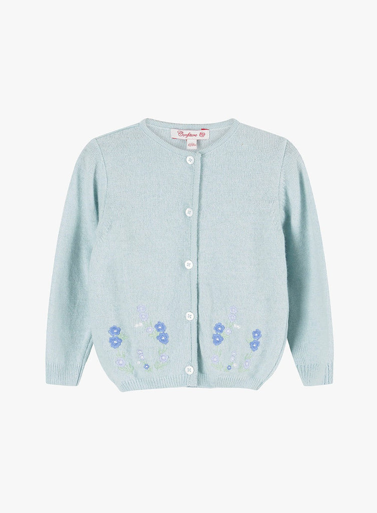 Baby Girls Emily Embroidered Cardigan in Sea Green | Trotters