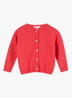 Confiture Cardigan Little Pretty Scalloped Edge Cardigan in Watermelon