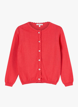 Confiture Cardigan Pretty Scalloped Edge Cardigan in Watermelon