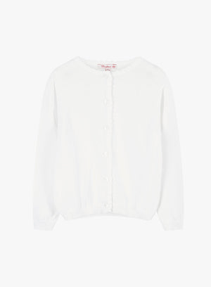 Confiture Cardigan Pretty Scalloped Edge Cardigan in White
