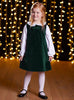 Confiture Dress Emerald Velvet Pinafore - Trotters Childrenswear