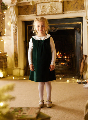 Confiture Dress Emerald Velvet Pinafore