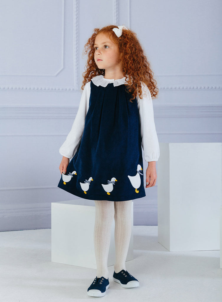 Confiture Dress Jemima Cord Pinafore in Navy