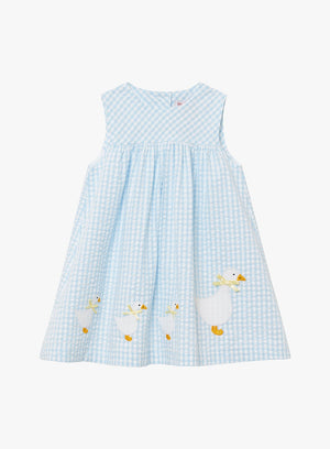 Confiture Dress Little Jemima Pinafore in Pale Blue Gingham