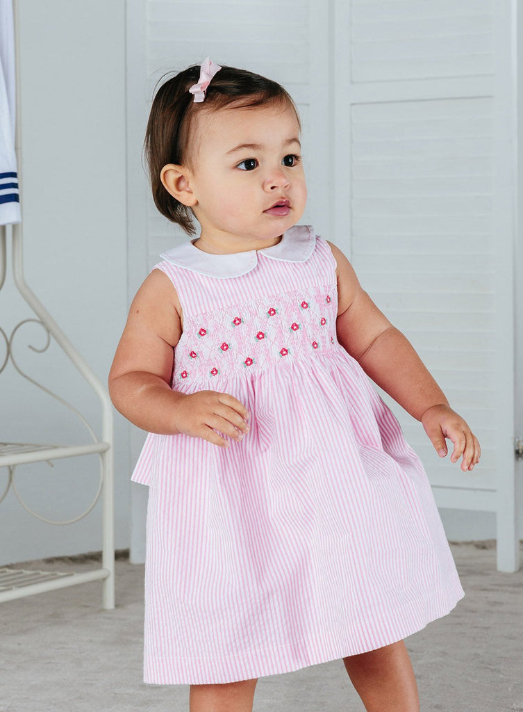 Confiture Dress Little Leonore Smocked Dress in Pink Stripe