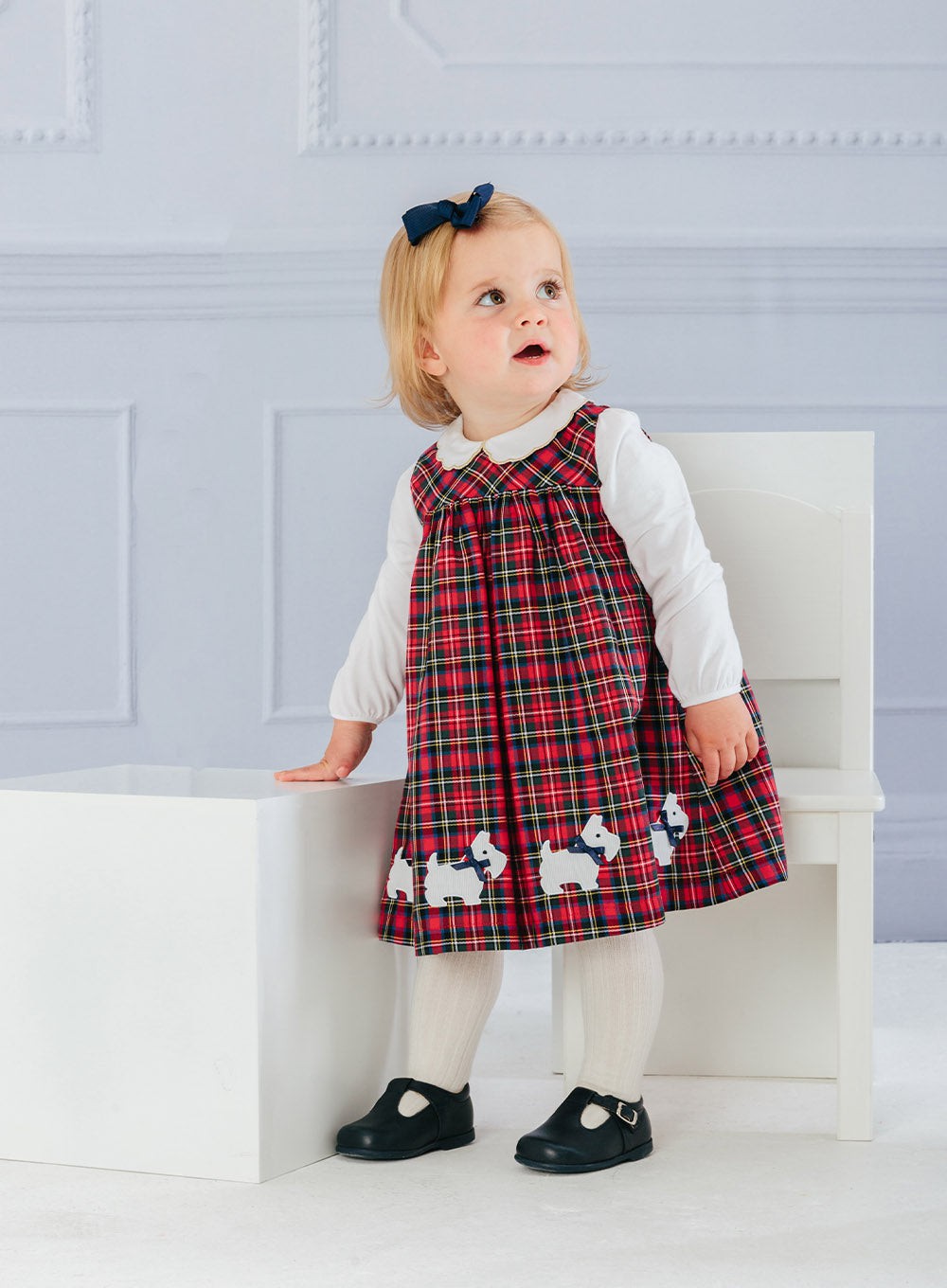Confiture Baby Girls' Scottie Tartan Pinafore in Red Tartan | Trotters