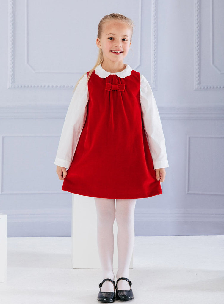 Confiture Dress Scarlet Velvet Pinafore