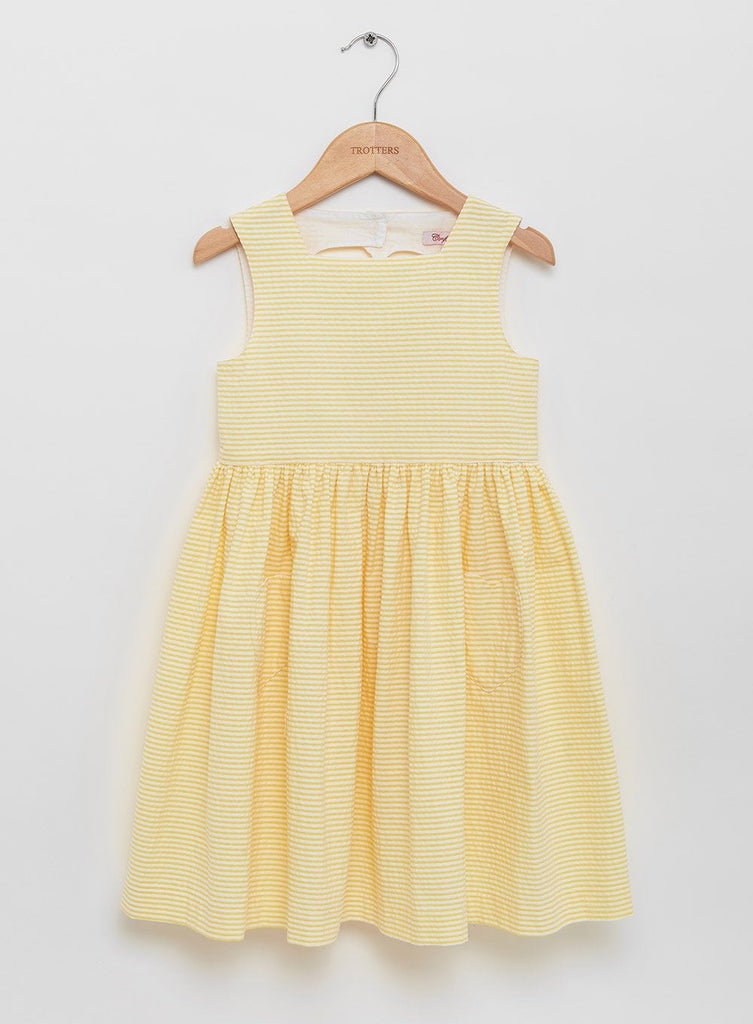 Confiture Dress Valentina Heart Back Dress in Yellow Stripe - Trotters Childrenswear