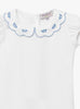 Confiture Top Ava Embroidered Petal Jersey Top in White/Mid Blue