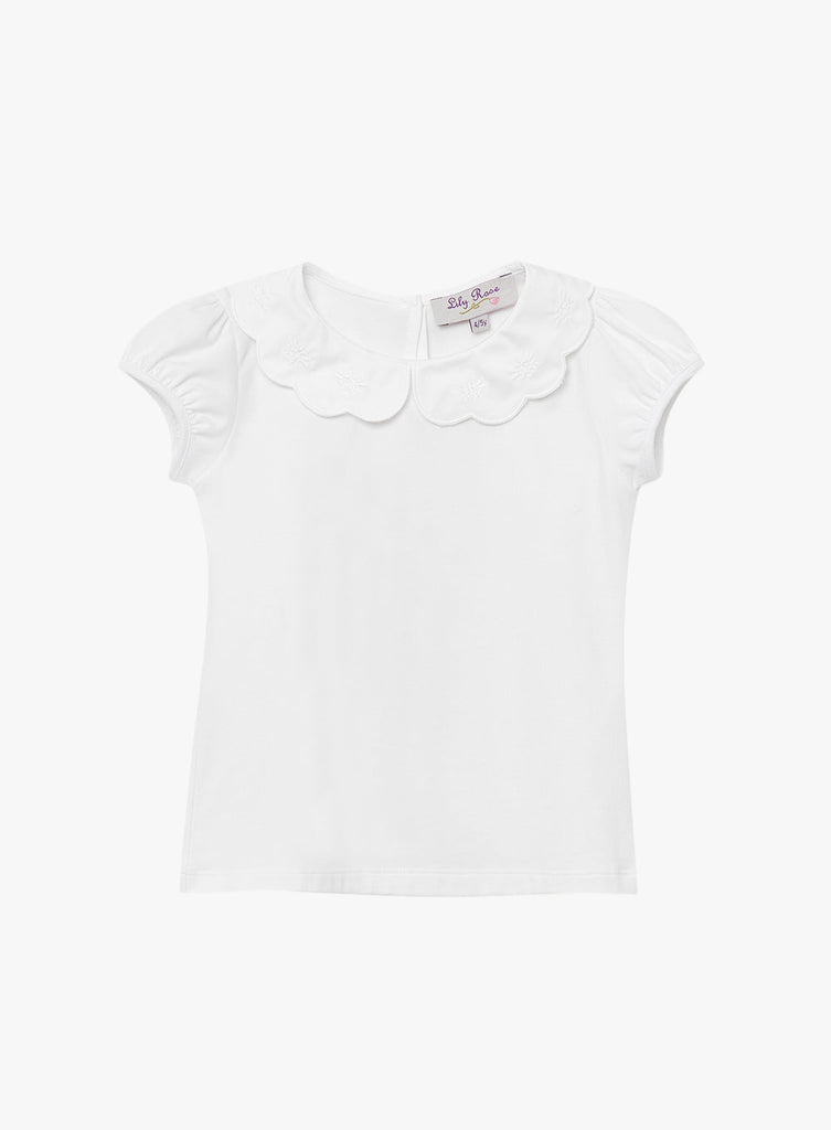 Confiture Top Ava Embroidered Petal Jersey Top in White