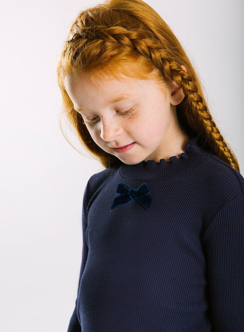 Confiture Top Grace Bow Top in Navy - Trotters Childrenswear
