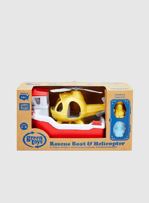 Green Toys Toy Green Toys Rescue Boat with Helicopter - Trotters Childrenswear