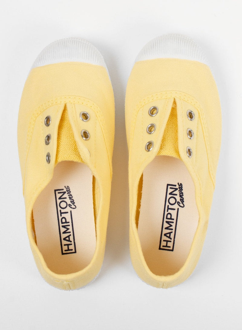 Hampton Canvas Canvas Shoes Hampton Canvas Plum Plimsolls in Lemon - Trotters Childrenswear
