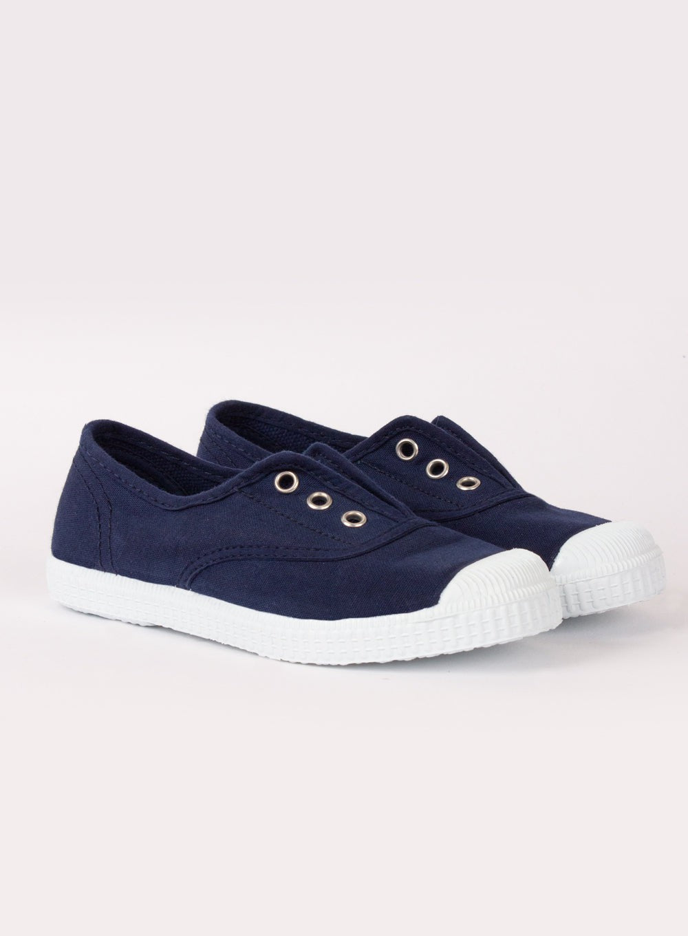 Hampton Canvas Plum Plimsolls in Navy | Kid's Shoes From Trotters