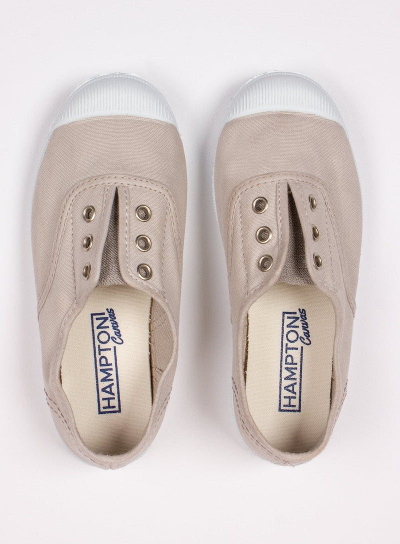 Hampton Canvas Canvas Shoes Hampton Canvas Plum Plimsolls in Putty - Trotters Childrenswear