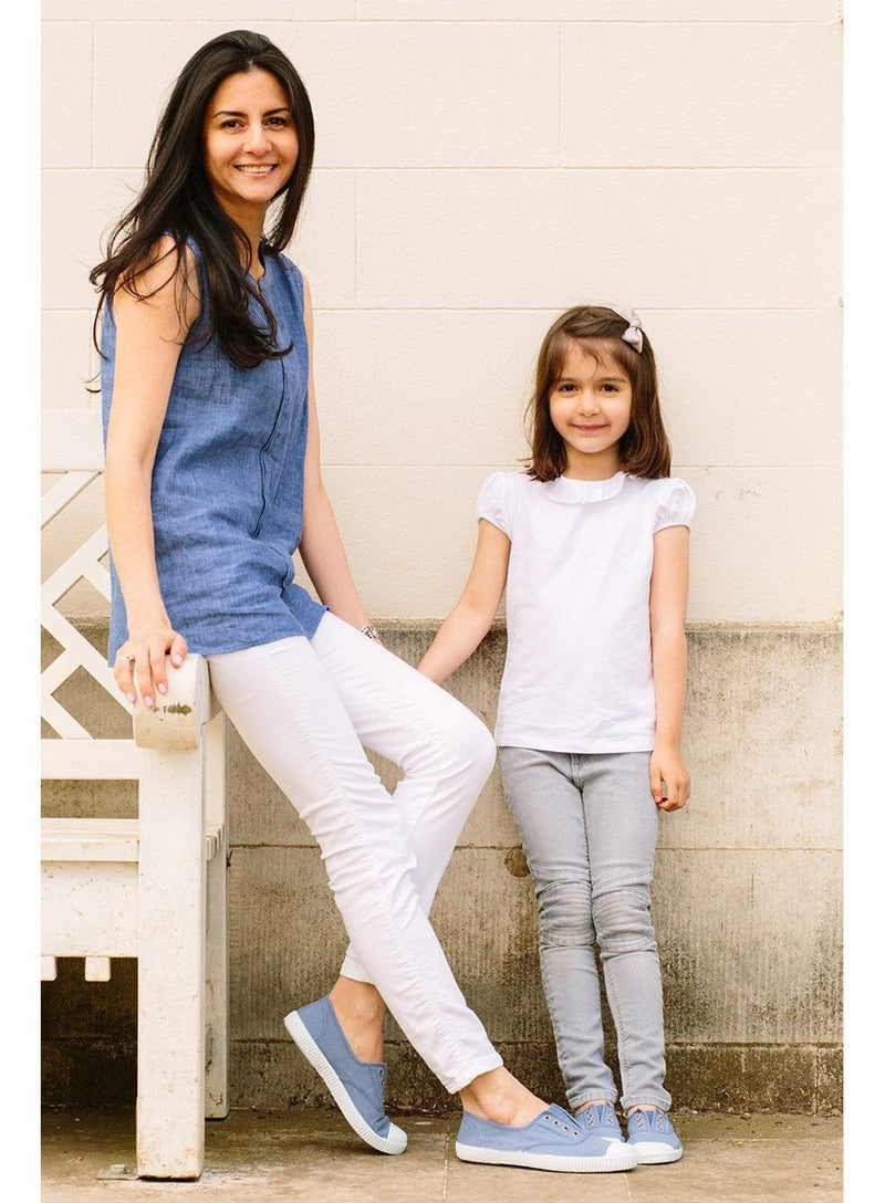 Hampton Canvas Canvas Shoes Hampton Canvas Plum Plimsolls in Steel Blue - Trotters Childrenswear