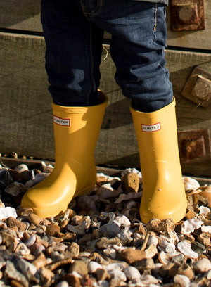 Hunter Wellington Boots Original Hunter First Classic Wellington Boots in Yellow - Trotters Childrenswear