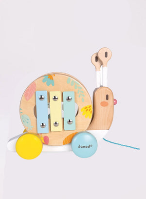 Janod Toy Pure Pull Along Wooden Snail