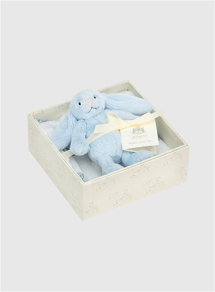 Jellycat Toy Jellycat Bashful Bunny Gift Set in Blue - Trotters Childrenswear