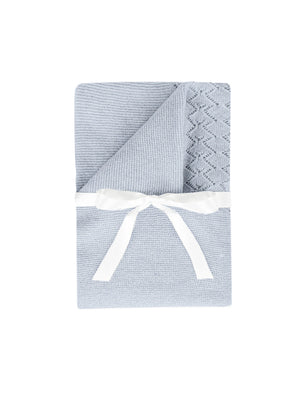 Lapinou Blanket Little Pointelle Blanket in Pale Blue