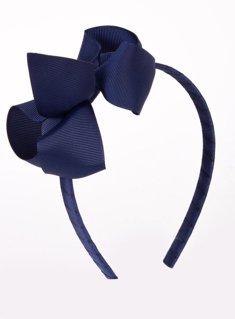 Lily Rose Alice Bands Pretty Big Bow Alice Band in Navy - Trotters Childrenswear