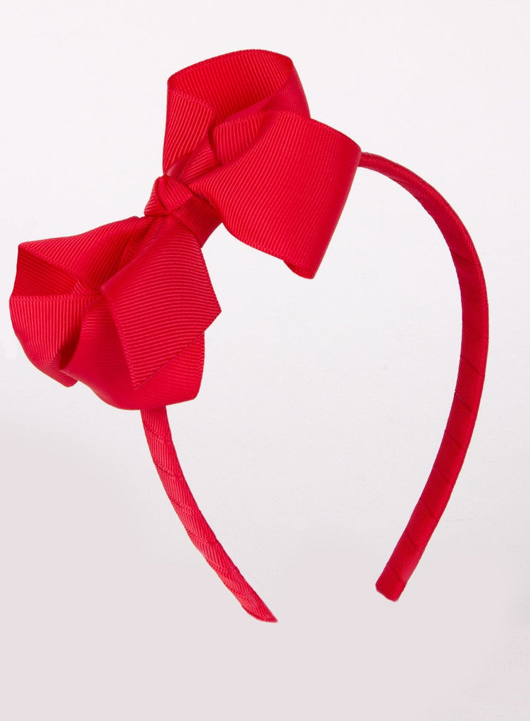 Lily Rose Alice Bands Pretty Big Bow Alice Band in Ruby - Trotters Childrenswear
