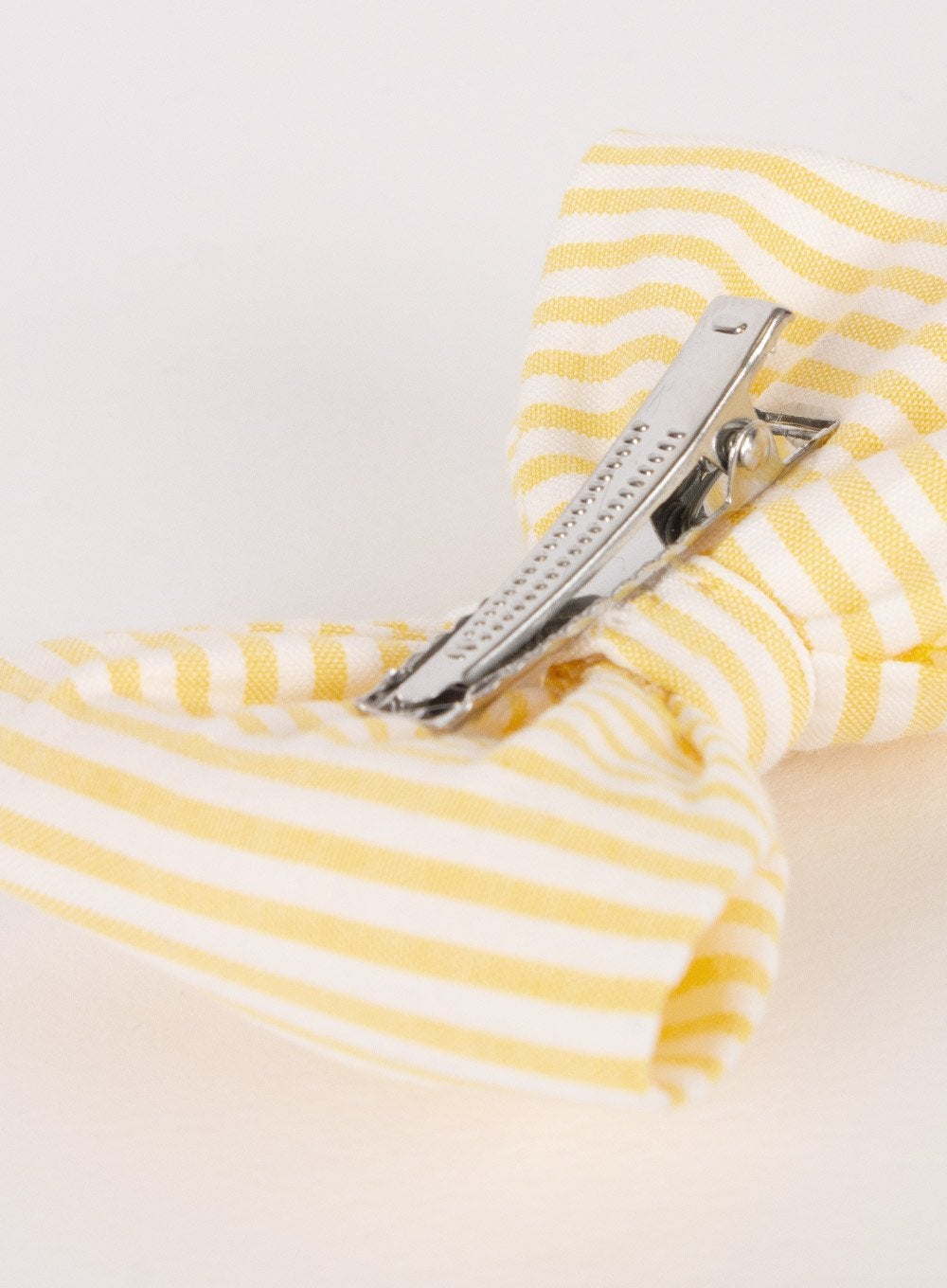 Lily Rose Clip Bow Hair Clip in Yellow Seersucker - Trotters Childrenswear