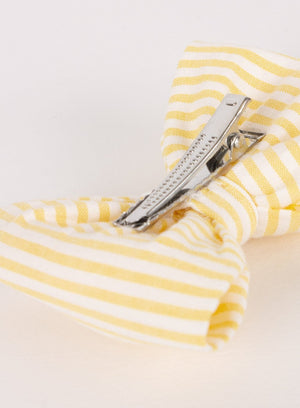 Lily Rose Clip Bow Hair Clip in Yellow Seersucker