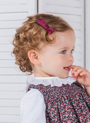 Lily Rose Clip Small Bow Hair Clip in Claret
