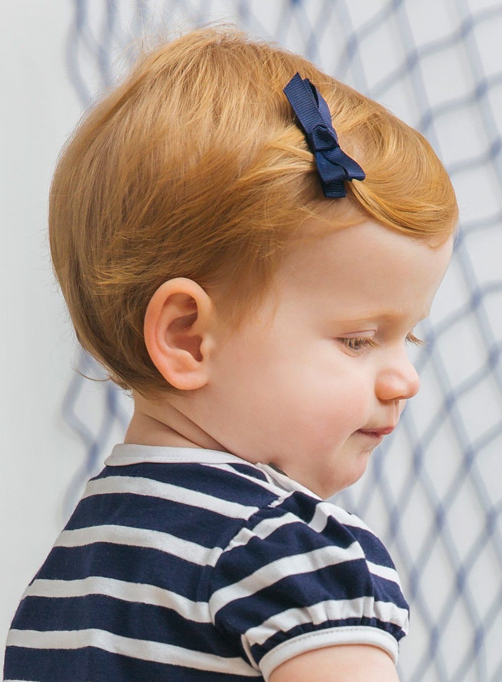 Navy Small Bow Hair Clip | Trotters Childrenswear