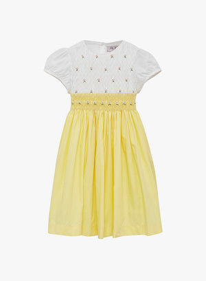 Lily Rose Dress Rose Hand Smocked Dress in Lemon